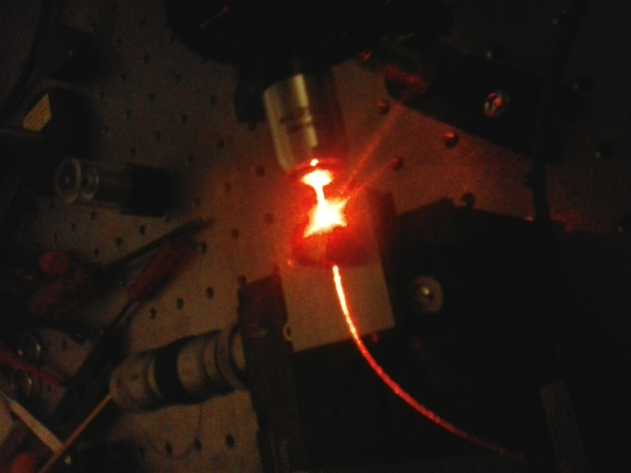 Experimental setup with optical laser and fiber